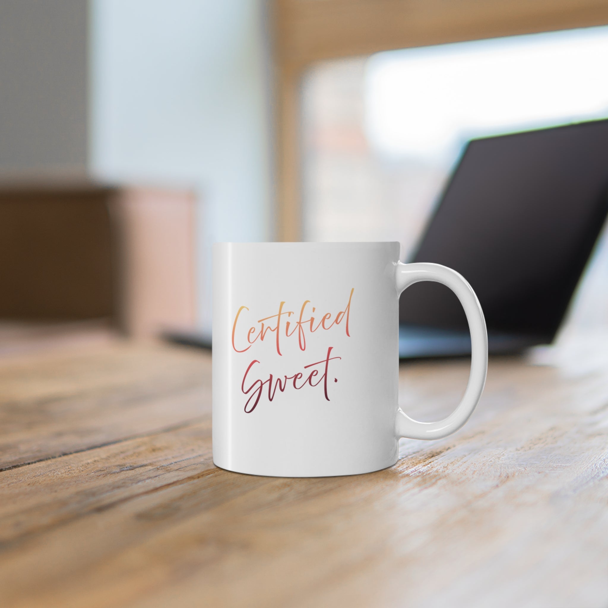 Cute Puppy Holding Heart Mug — Adorable Dog Love Coffee Cup (11oz)