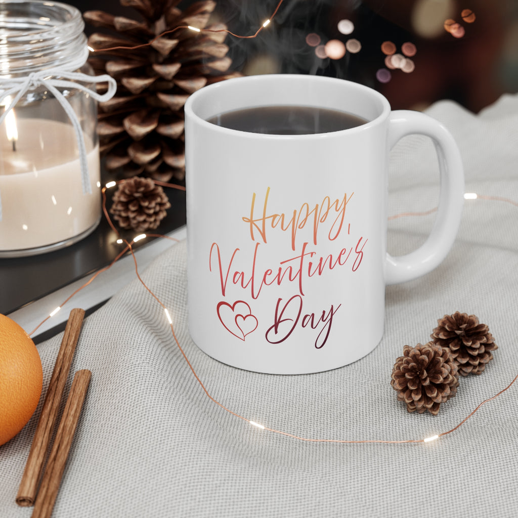 Valentine Puppy Mug — Cute Dog Holding Heart 11oz Coffee Cup