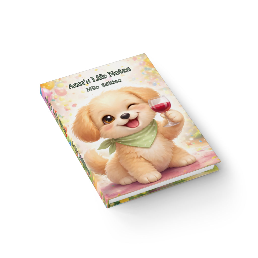 Journal — Cute Puppy Wine Glass - Personalized Life Notes Notebook
