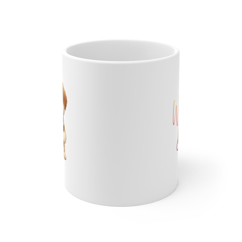 Cute Puppy Mug  11oz  — "Write it Down." Coffee Cup for Dog Lovers & Bookworms