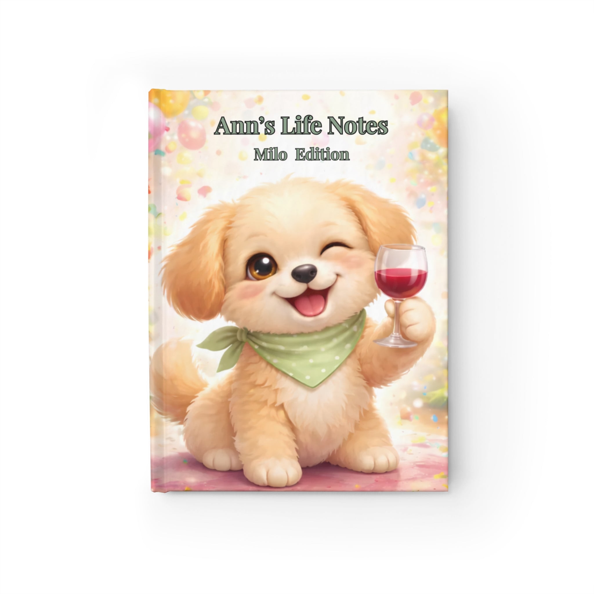 Journal — Cute Winking Puppy 'Ann’s Life Notes' Ruled Notebook