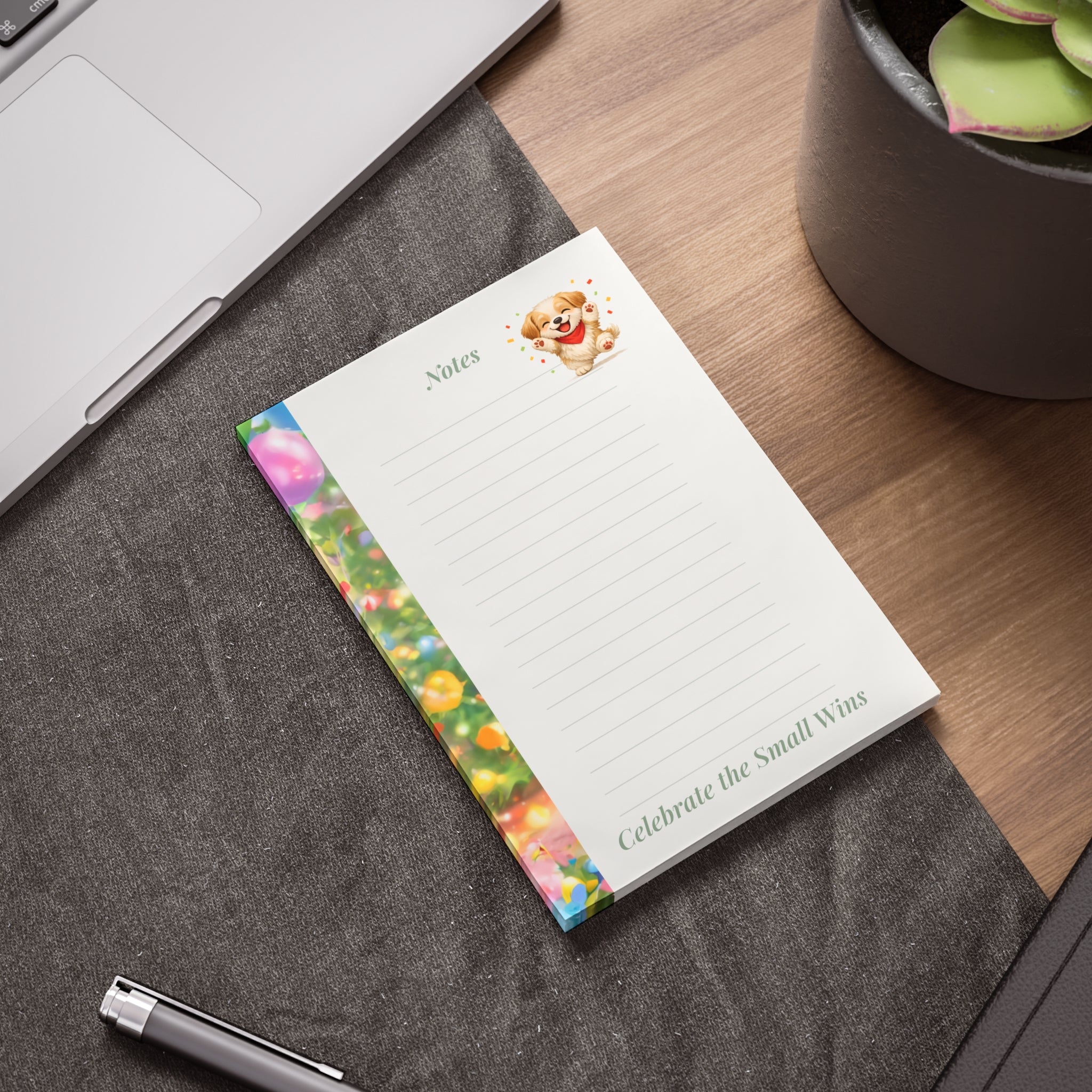 Notepad - Puppy Notes — Lined "Celebrate the Small Wins" Post-It Style Note Pad