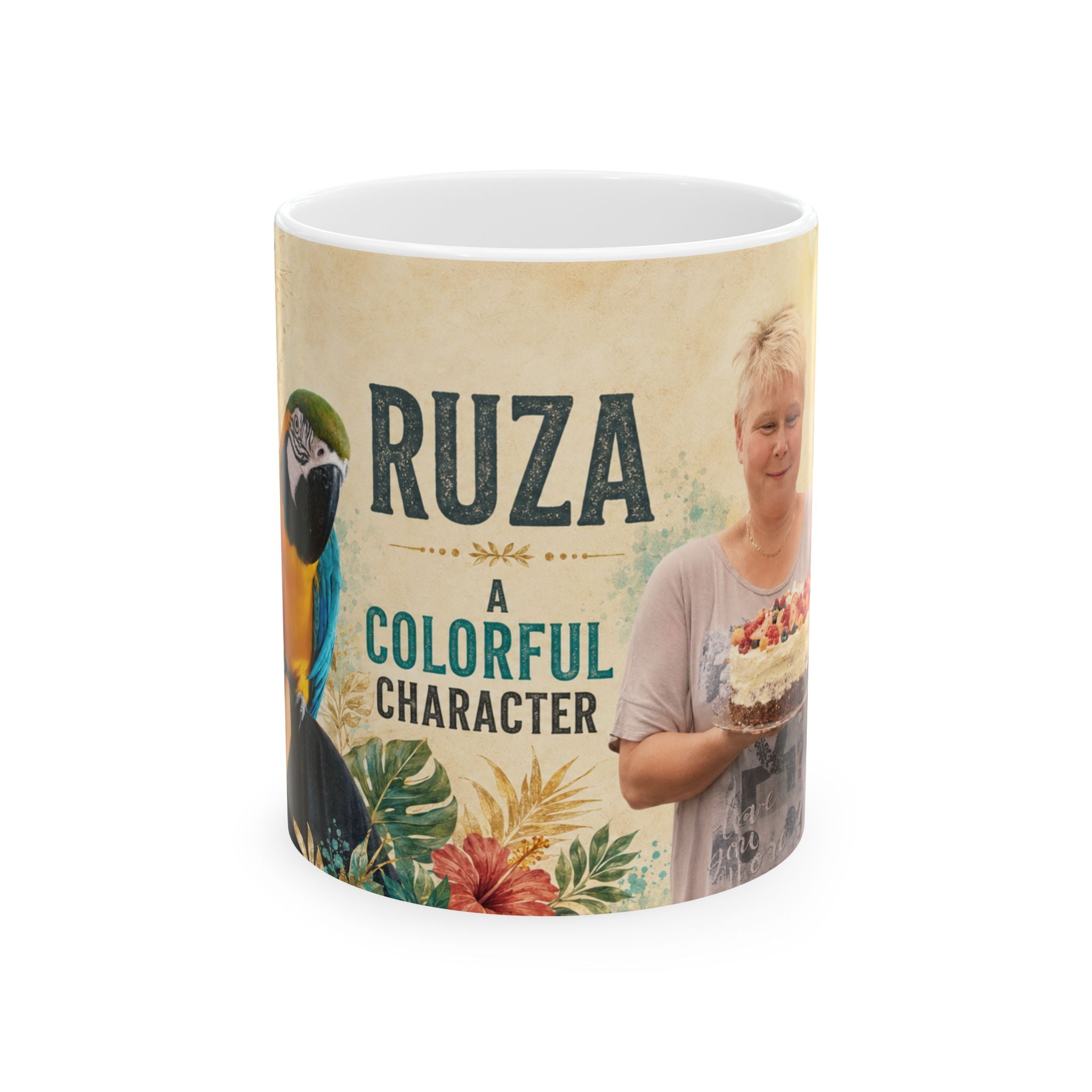 Personalized Photo Mug — "A Colorful Character" Custom Name Coffee Cup (11oz/15oz)
