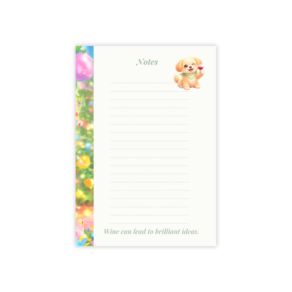 Notepad - Puppy Notes — Lined "Wine can lead to brilliant Ideas." Post-It Style Note Pad