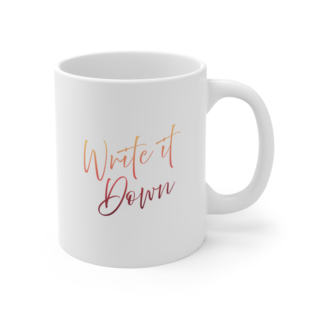 Cute Puppy Mug  11oz  — "Write it Down." Coffee Cup for Dog Lovers & Bookworms
