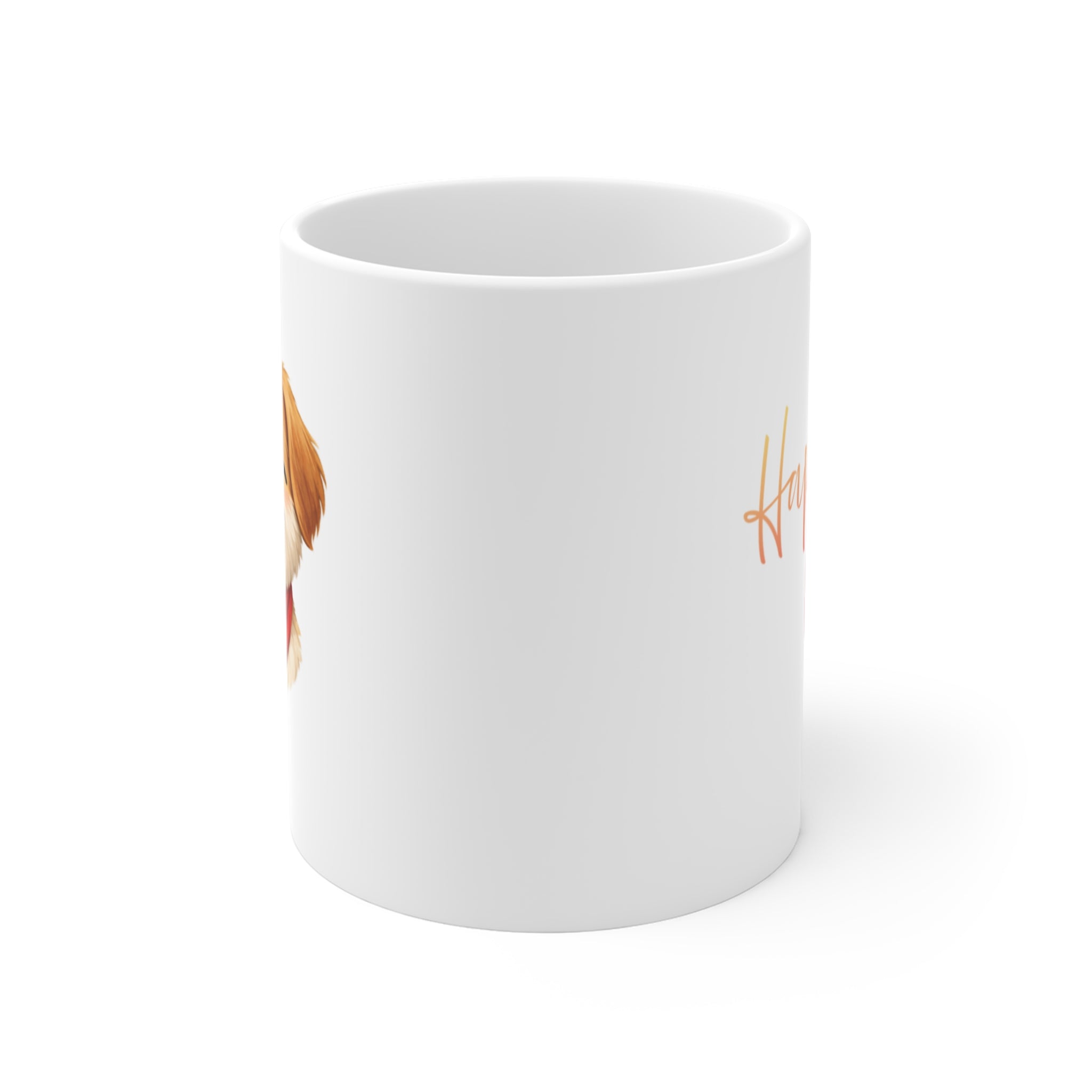 Cute Smiling Puppy Mug — 11oz Dog Coffee Cup with Red Bandana